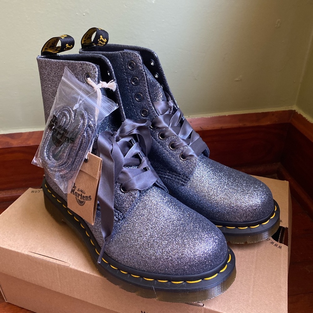 NEW! 1460 Pascal Fine Glitter Docs in Pewter